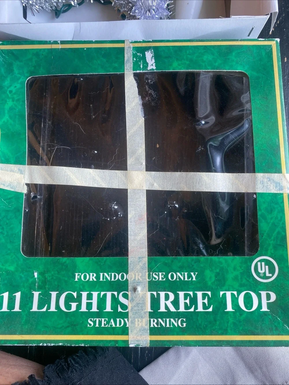 Silver Tinsel Lighted Star Tree Topper